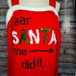 Novelty santa of the shoulder long sleeve sweater